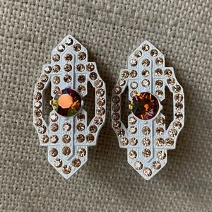 Loren Hope White Multicolored Art Deco Earrings Studs